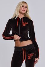 Brown Three Velour Fitted Hoodie - Image 2