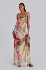 Dahlia Hand-Beaded Backless Chiffon Maxi Dress in Rosa - Image 6