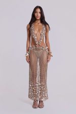 Vida Backless Crochet Maxi Dress with Shells - Image 7