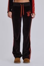 Brown Three Velour Low-rise Bootcut Trousers - Image 3