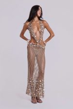 Vida Backless Crochet Maxi Dress with Shells