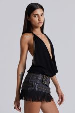 Odile Faux Leather & Suede Mini Skirt - Image 13