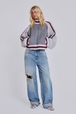 Grey Team 85 Knitted Bomber Jacket - Image 6