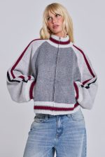 Grey Team 85 Knitted Bomber Jacket - Image 2