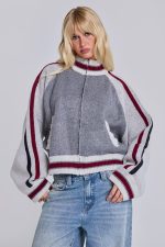 Grey Team 85 Knitted Bomber Jacket - Image 4