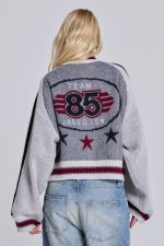 Grey Team 85 Knitted Bomber Jacket - Image 3