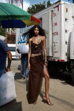 Arlea Draped Maxi Dress With Beaded Trim - Image 4