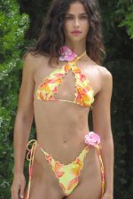Lucia Ruffle Halter Bikini Top with Flower Detail - Image 3