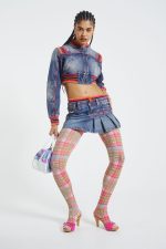 Sherbet Denim Side Pleat Mini Skirt - Image 3