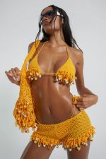 Canary Knit Shorts with Beaded Trim - Image 7