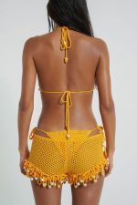 Canary Knit Shorts with Beaded Trim - Image 5