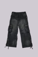 Sun Faded Black Trooper Cargo Pants - Image 2