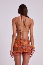 Melona Embellished Wrap Mini Skirt in Tangerine - Image 8