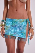 Melona Embellished Wrap Mini Skirt in Java - Image 2