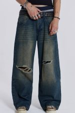 Washed Blue Busted Colossus Jeans