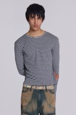 Grey Stripe Mist Long Sleeve Top