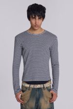 Grey Stripe Mist Long Sleeve Top - Image 3