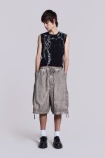 Stone Oil Wash Parachute Baggy Shorts - Image 2