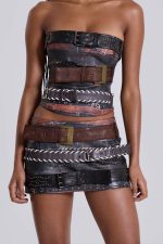 Belted Faux Leather Mini Skirt - Image 2