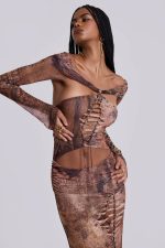 Dahna Macrame Mesh Maxi Dress - Image 2