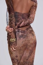 Dahna Macrame Mesh Maxi Dress - Image 4