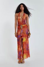 Cindy Plunge Maxi Dress In Orange - Image 5
