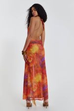 Cindy Plunge Maxi Dress In Orange - Image 4