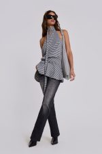 Enya Backless Mini Dress in Steel - Image 3