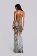 Vida Backless Maxi Dress With Shell Trim in Marine - Image 2