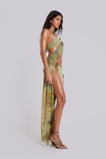 Cantha Asymmetric Cut Out Maxi Dress in Lagoon - Image 4