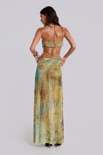 Cantha Asymmetric Cut Out Maxi Dress in Lagoon - Image 3