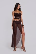 Arlea Draped Maxi Dress With Beaded Trim - Image 2