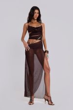 Arlea Draped Maxi Dress With Beaded Trim - Image 7