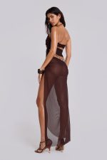 Arlea Draped Maxi Dress With Beaded Trim - Image 5