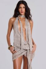 Spyro Snakeskin Plunge Mini Dress - Image 10