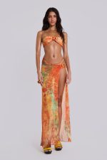 Mari Whipstitch Bandeau Bikini Top With Rattan Trim - Image 9