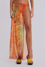Mari Asymmetric Maxi Skirt With Rattan Trim - Image 2
