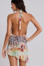 Mini Cindy Plunge Dress in Leopard - Image 5