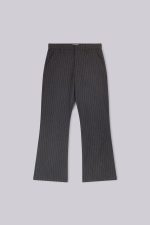 Grey Pinstripe Stacked Bootcut Suit Pants - Image 2
