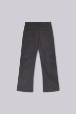 Grey Pinstripe Stacked Bootcut Suit Pants - Image 5