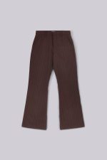 Brown Pinstripe Stacked Bootcut Suit Pants - Image 2