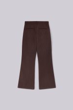 Brown Pinstripe Stacked Bootcut Suit Pants - Image 5
