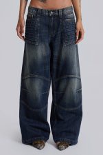 Mid Blue Crash Biker Colossus Jeans - Image 3