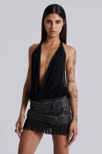 Tatiana Backless Studded Top in Black - Image 9