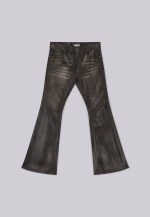 Washed Black PU Drift Flared Jeans - Image 2