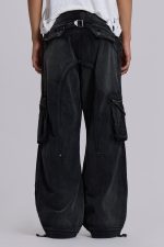 Sun Faded Black Trooper Cargo Pants - Image 4