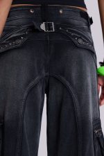 Sun Faded Black Trooper Cargo Pants - Image 3