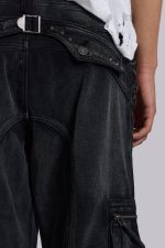 Sun Faded Black Trooper Cargo Pants - Image 5