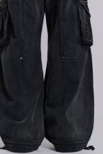 Sun Faded Black Trooper Cargo Pants - Image 6