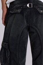 Sun Faded Black Trooper Cargo Pants - Image 8